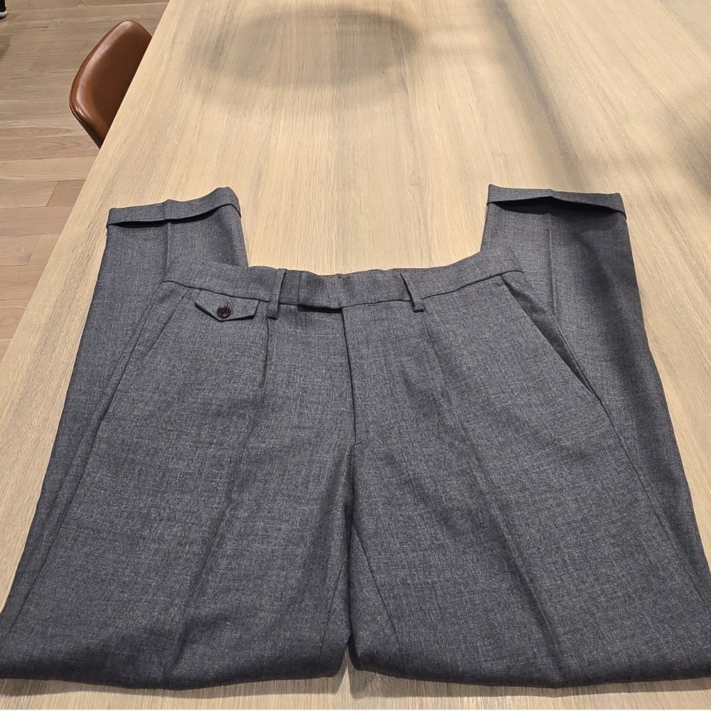 Wallace & Barnes J.Crew Mens‎ Grey 100% Wool Pleated Cuffed Dress Pants W31 L30